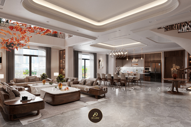 Thiết kế - Thi công nội thất biệt thự gỗ óc chó tại Thanh Hóa - Cô Loan